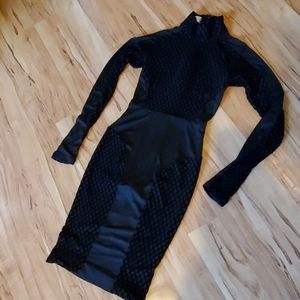 House of CB London Long Sleeve Bandage Black Dress